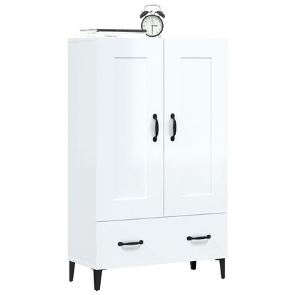 Armário Alto Donneti com 2 Portas e 1 Gaveta de 115 cm - Branco Brilhante - Design Moderno