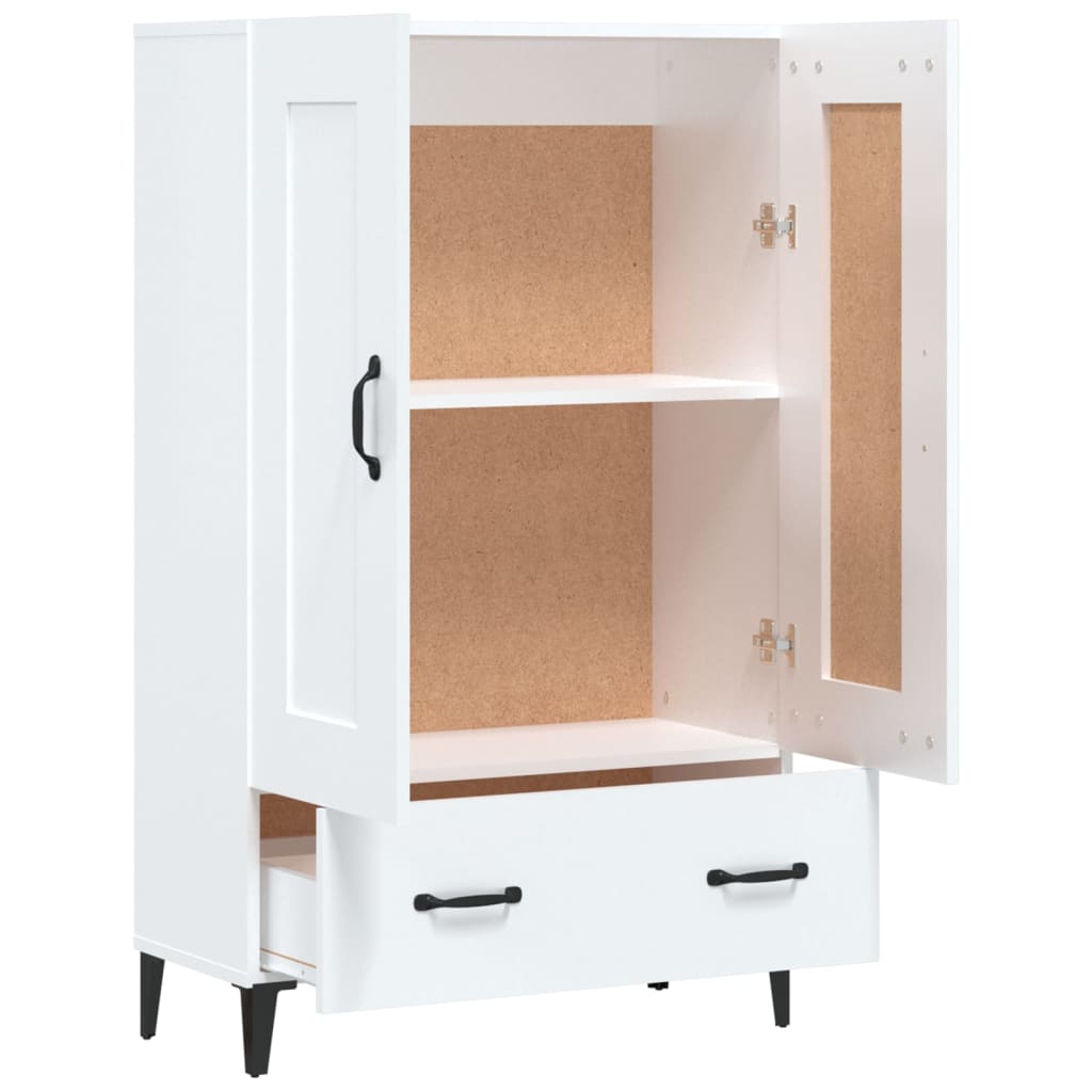 Armário Alto Donneti com 2 Portas e 1 Gaveta de 115 cm - Branco Brilhante - Design Moderno