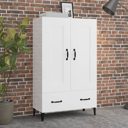 Armário Alto Donneti com 2 Portas e 1 Gaveta de 115 cm - Branco Brilhante - Design Moderno