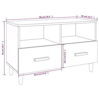 Móvel de TV 80x36x50 cm derivados de madeira branco brilhante