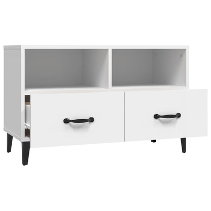 Móvel de TV Calibro com 2 Gavetas e Prateleiras de 80 cm - Branco - Design Moderno