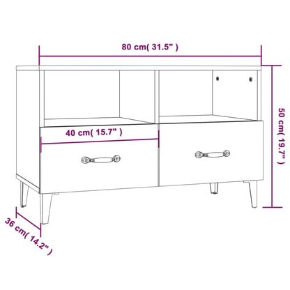 Móvel de TV Calibro com 2 Gavetas e Prateleiras de 80 cm - Branco - Design Moderno