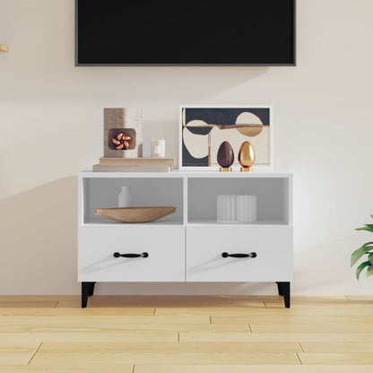 Móvel de TV Calibro com 2 Gavetas e Prateleiras de 80 cm - Branco - Design Moderno