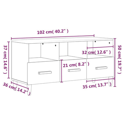 Móvel de TV 102x36x50 cm derivados madeira branco brilhante