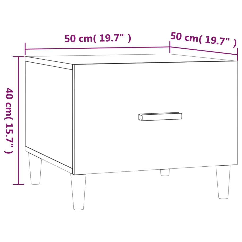 Mesa de centro 50x50x40cm derivados de madeira branco brilhante