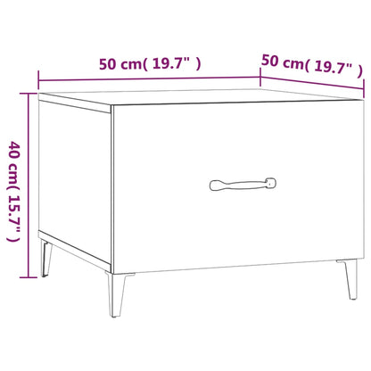 Mesas centro + pernas de metal 2pcs 50x50x40 m branco brilhante