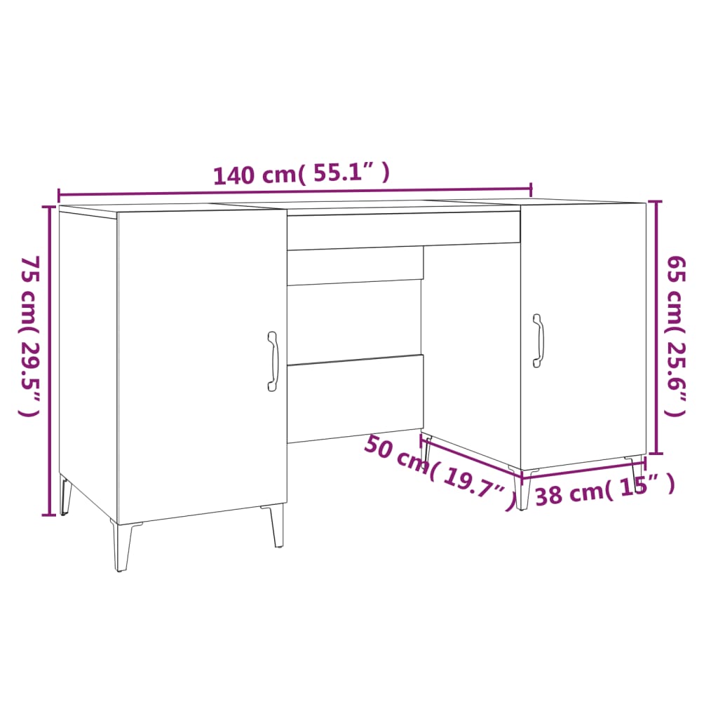 Secretária Mayra de 140 cm - Branco - Design Moderno