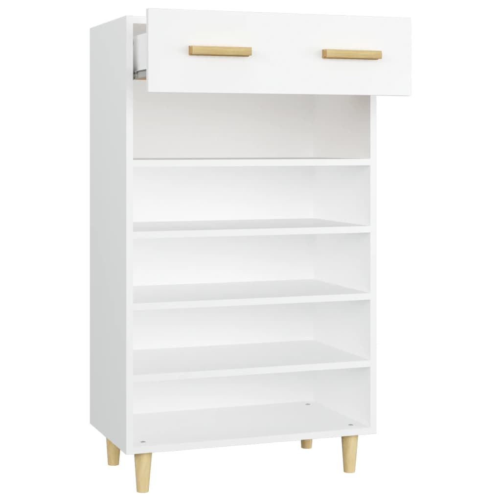 Sapateira Ana - Com 1 Gaveta e 5 Prateleiras - Cor Branco - 60x35x105 cm - Derivados de Madeira - Design Minimalista