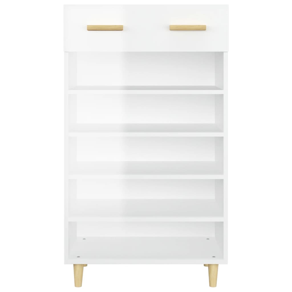 Sapateira Ana - Com 1 Gaveta e 5 Prateleiras - Cor Branco Brilhante - 60x35x105 cm - Derivados de Madeira - Design Minimalista