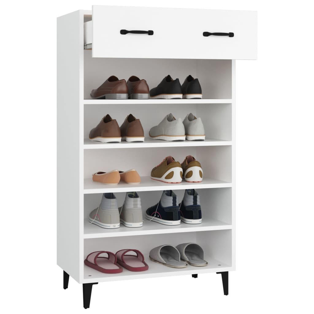 Sapateira Carry - Com 1 Gaveta e 5 Prateleiras - Cor Branco - 60x35x105 cm -Derivados de Madeira - Design Moderno