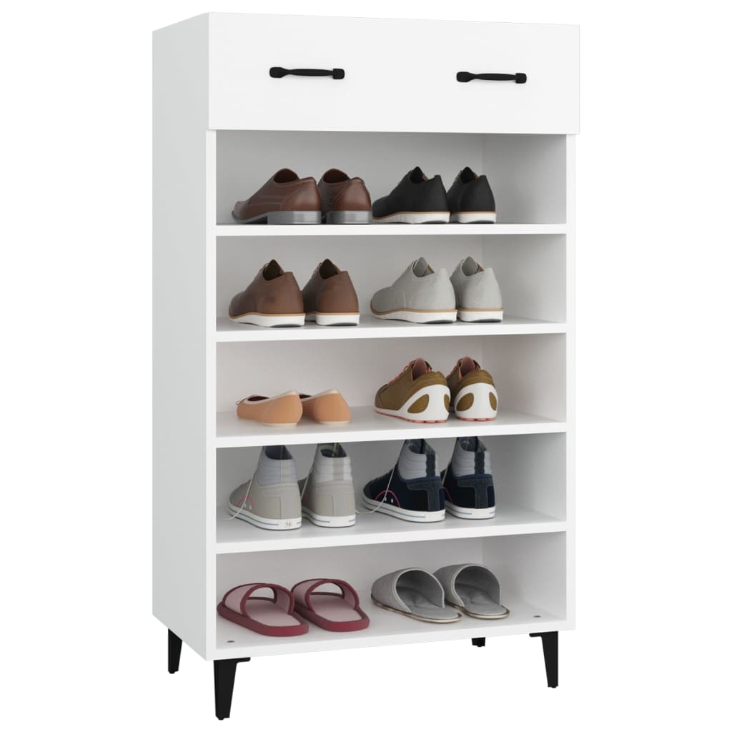 Sapateira Carry - Com 1 Gaveta e 5 Prateleiras - Cor Branco - 60x35x105 cm -Derivados de Madeira - Design Moderno