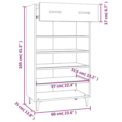 Sapateira Carry - Com 1 Gaveta e 5 Prateleiras - Cor Branco - 60x35x105 cm -Derivados de Madeira - Design Moderno