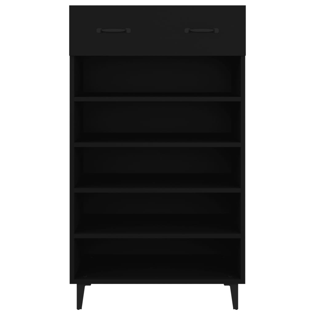 Sapateira Carry - Com 1 Gaveta e 5 Prateleiras - Cor Preto - 60x35x105 cm -Derivados de Madeira - Design Moderno