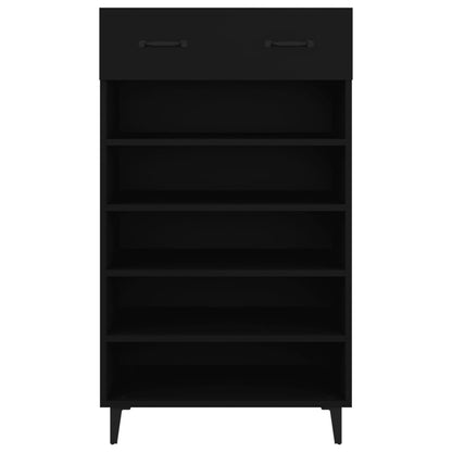 Sapateira Carry - Com 1 Gaveta e 5 Prateleiras - Cor Preto - 60x35x105 cm -Derivados de Madeira - Design Moderno