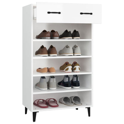 Sapateira Carry - Com 1 Gaveta e 5 Prateleiras - Cor Branco Brilhante - 60x35x105 cm -Derivados de Madeira - Design Moderno