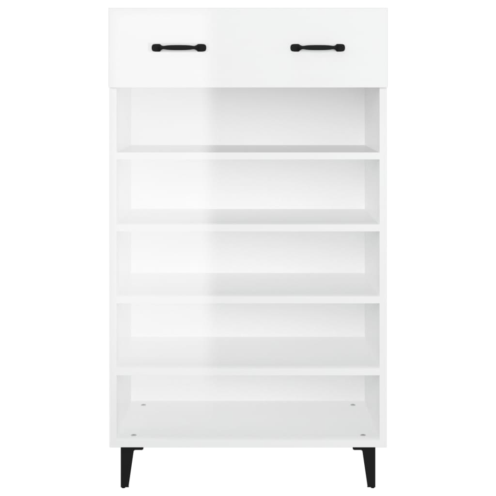 Sapateira Carry - Com 1 Gaveta e 5 Prateleiras - Cor Branco Brilhante - 60x35x105 cm -Derivados de Madeira - Design Moderno