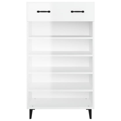 Sapateira Carry - Com 1 Gaveta e 5 Prateleiras - Cor Branco Brilhante - 60x35x105 cm -Derivados de Madeira - Design Moderno