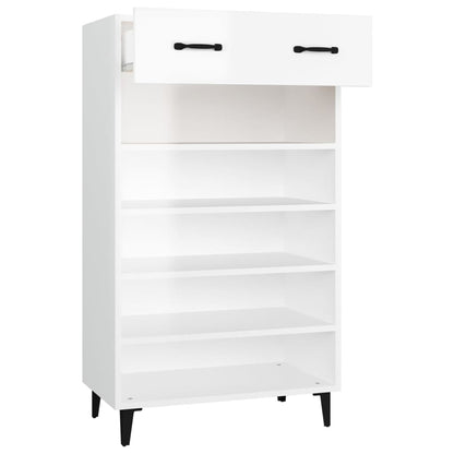 Sapateira Carry - Com 1 Gaveta e 5 Prateleiras - Cor Branco Brilhante - 60x35x105 cm -Derivados de Madeira - Design Moderno