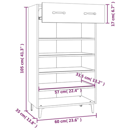 Sapateira Carry - Com 1 Gaveta e 5 Prateleiras - Cor Branco Brilhante - 60x35x105 cm -Derivados de Madeira - Design Moderno