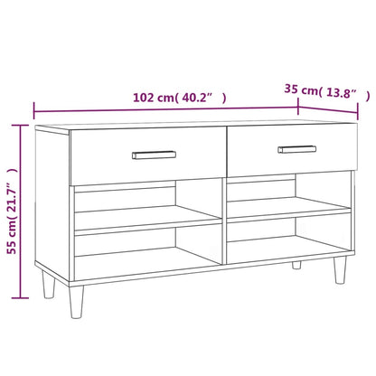 Sapateira Galván - Com 2 Gavetas e 4 Compartimentos - Cor Branco - 102x35x55 cm -  Derivados de Madeira - Design Nórdico