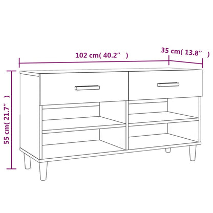 Sapateira Galván - Com 2 Gavetas e 4 Compartimentos - Cor Cinzento Cimento - 102x35x55 cm -  Derivados de Madeira - Design Nórdico