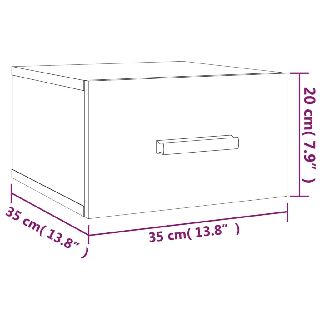 Mesa cabeceira montagem na parede 35x35x20 cm cinzento cimento