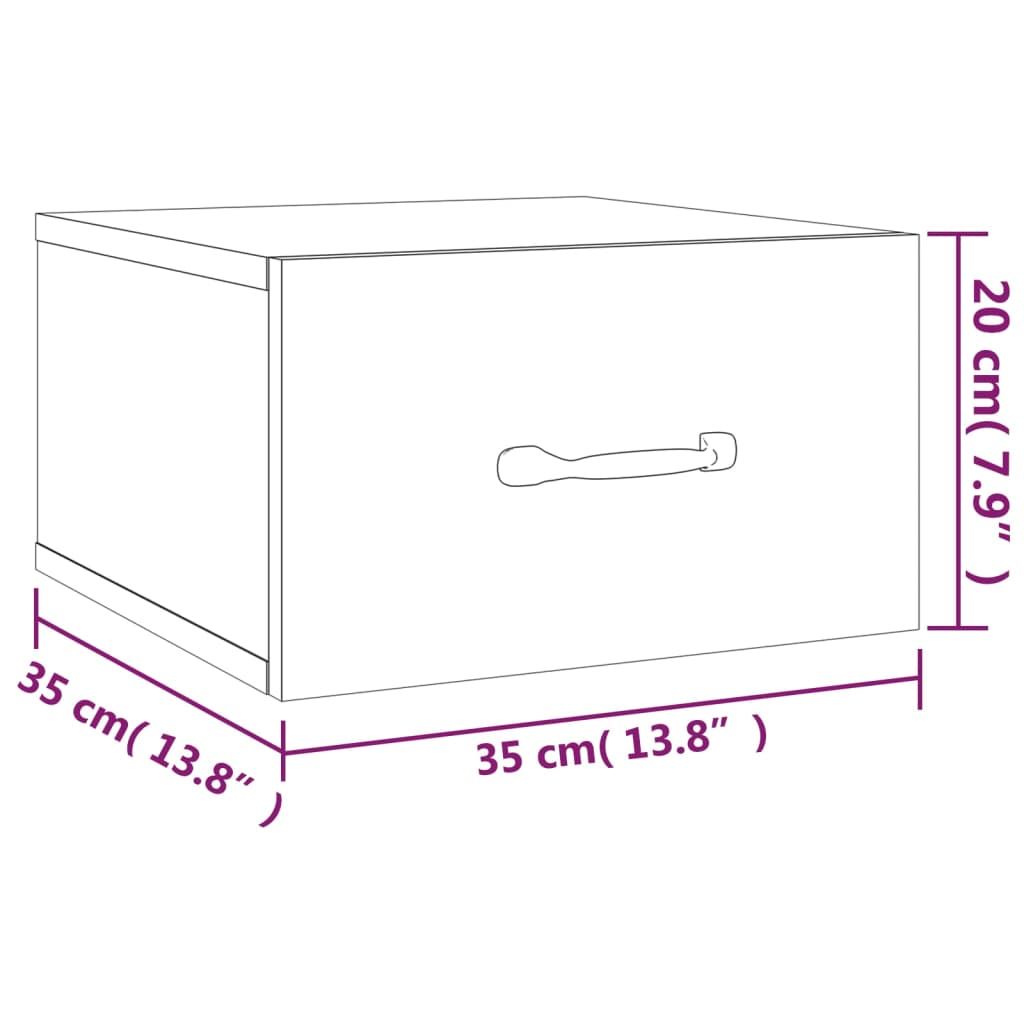 Mesa de cabeceira montagem na parede 35x35x20 cm branco