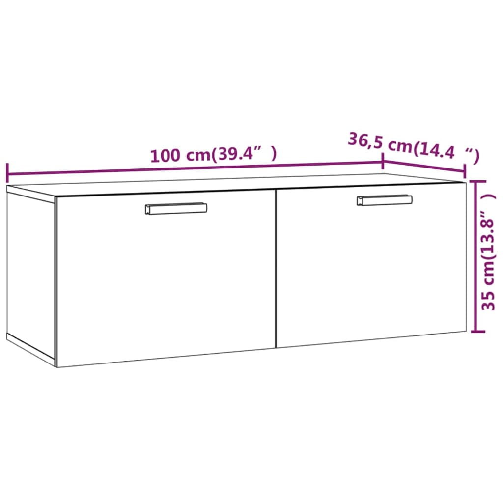 Armário parede 100x36,5x35 cm derivados de madeira branco