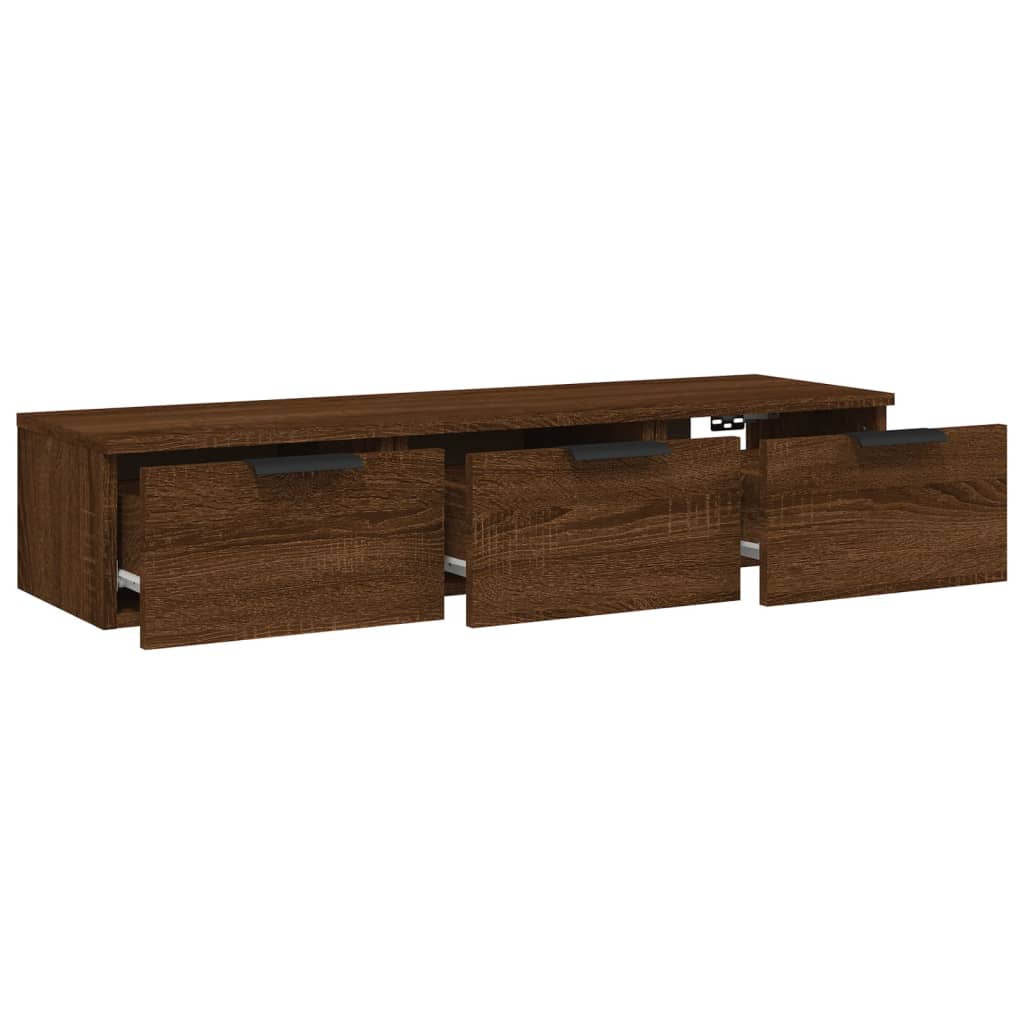 Móvel de TV de Parede Flix com 3 Gavetas de 102cm - Castanho - Design Moderno