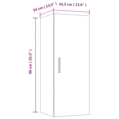 Armário parede 34,5x34x90cm madeira processada carvalho fumado