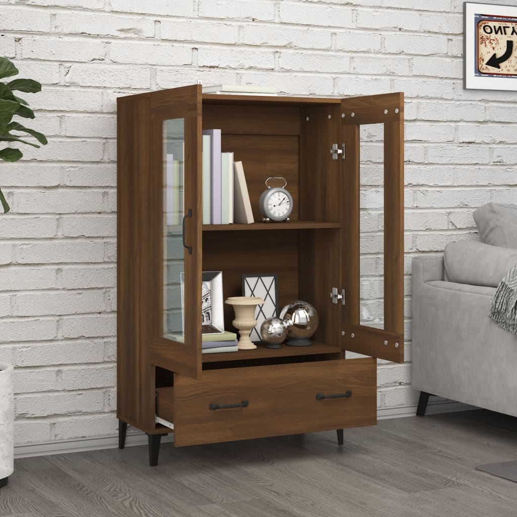 Vitrine Valquiria com Gaveta de 115 cm - Castanho - Design Nórdico