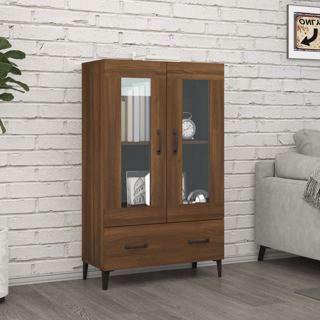 Vitrine Valquiria com Gaveta de 115 cm - Castanho - Design Nórdico