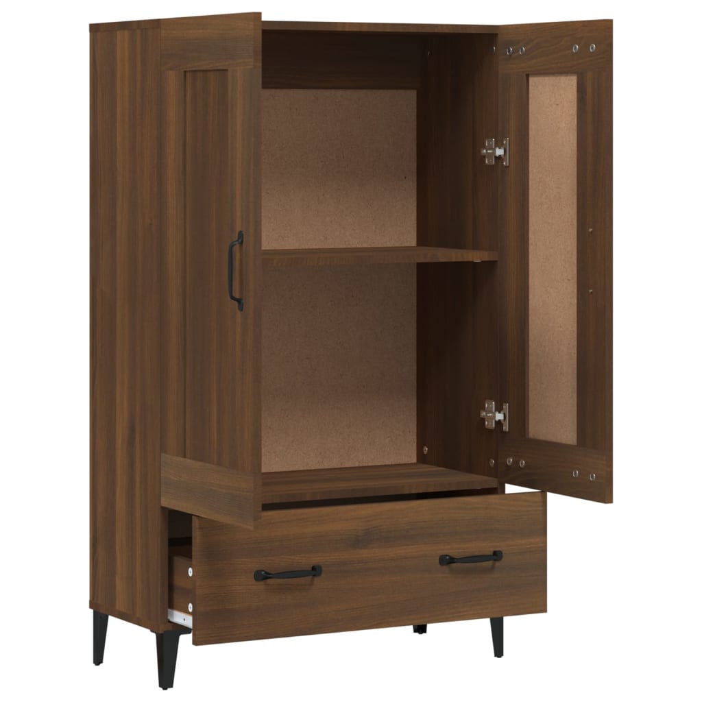 Armário Alto Donneti com 2 Portas e 1 Gaveta de 115 cm - Castanho - Design Moderno