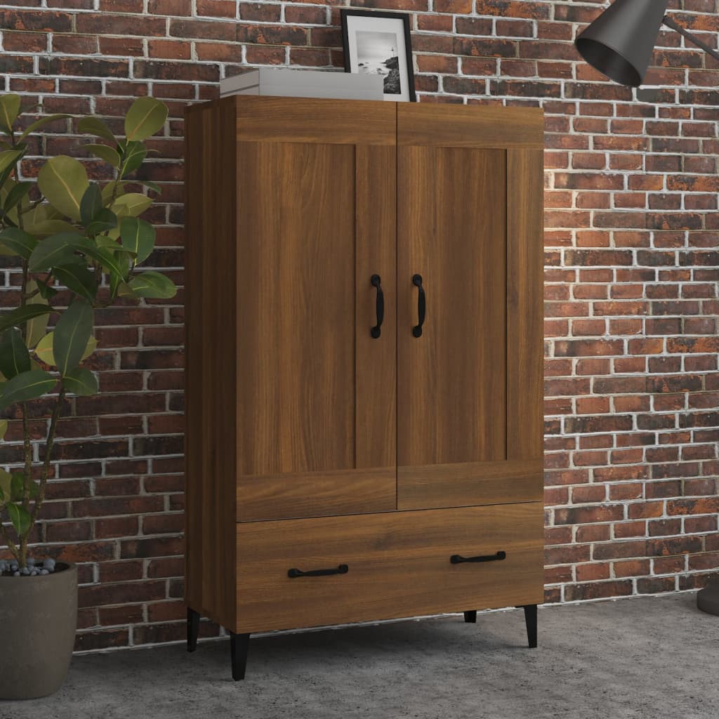 Armário Alto Donneti com 2 Portas e 1 Gaveta de 115 cm - Castanho - Design Moderno