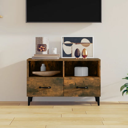 Móvel de TV Calibro com 2 Gavetas e Prateleiras de 80 cm - Madeira Rústica - Design Moderno