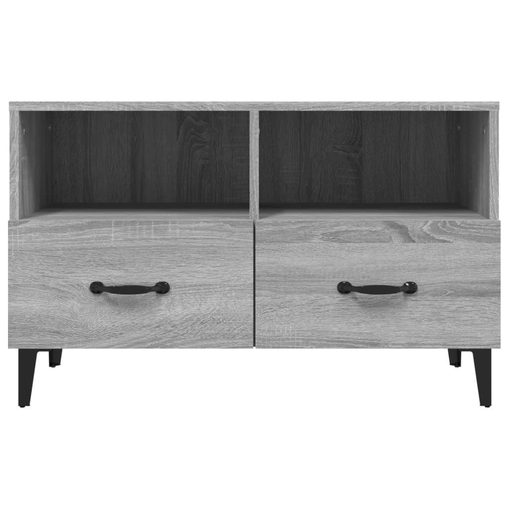 Móvel de TV Calibro com 2 Gavetas e Prateleiras de 80 cm - Cinzento Sonoma - Design Moderno