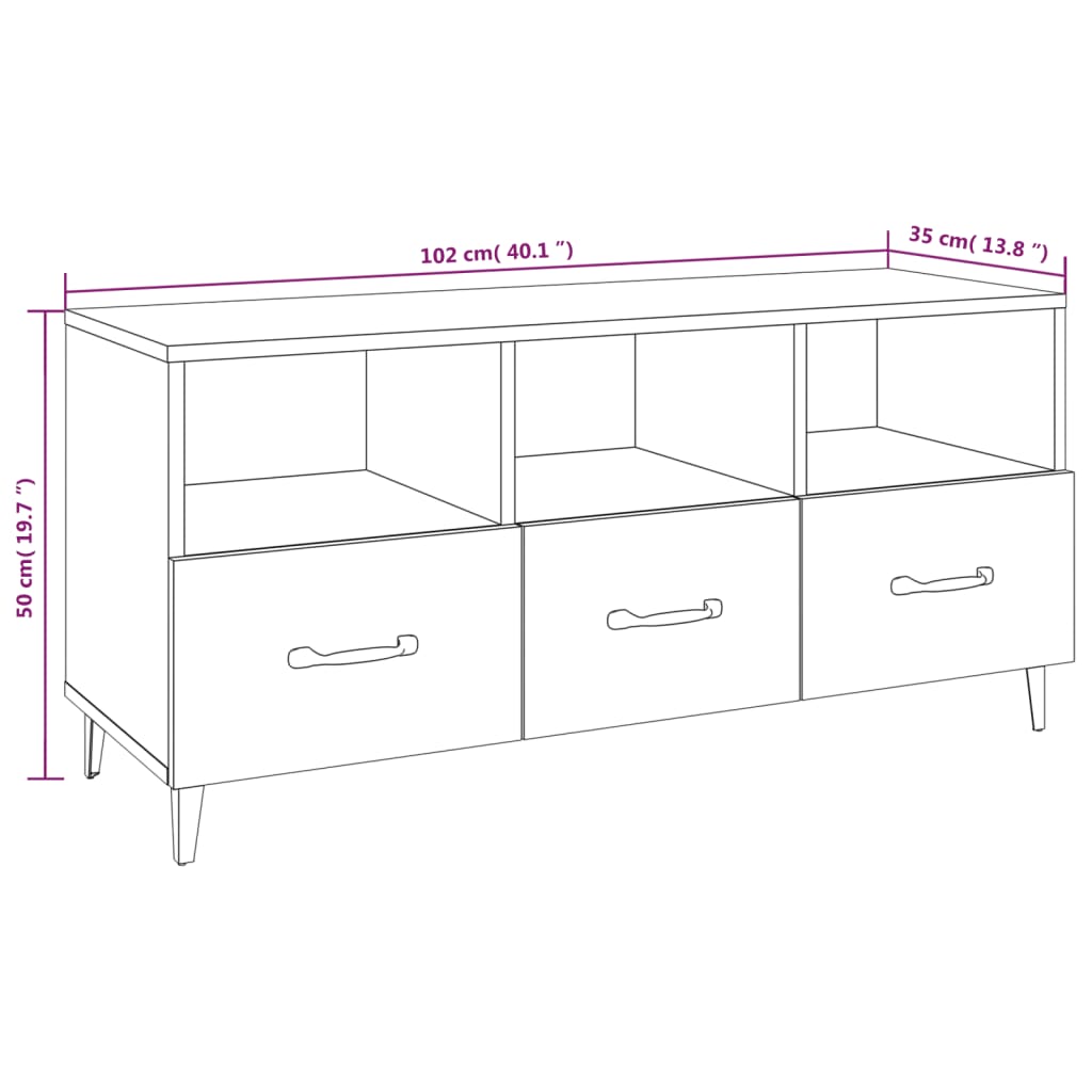 Móvel de TV 102x35x50 cm derivados de madeira cinzento sonoma