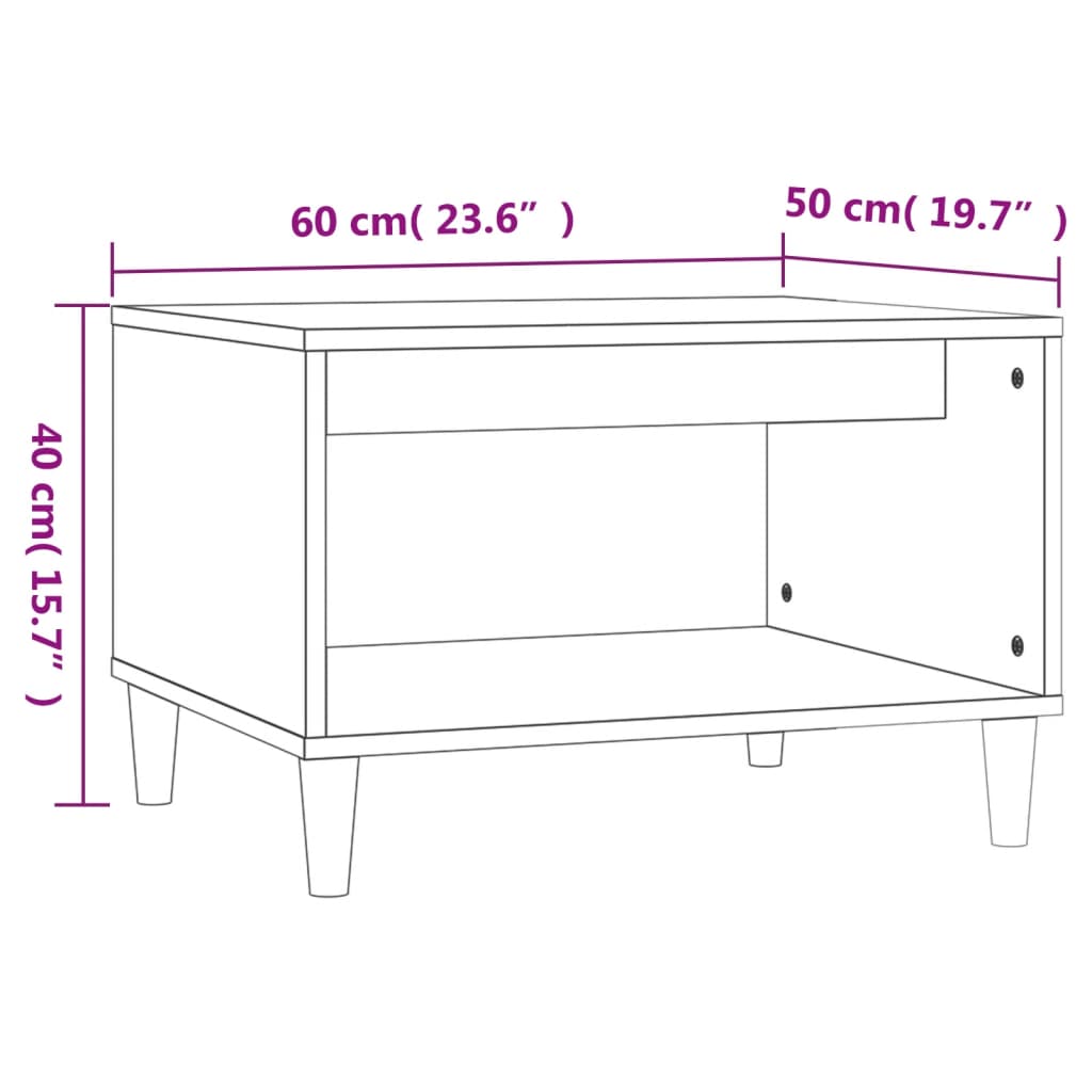 Mesa de centro 60x50x40 cm derivados de madeira cinzento sonoma