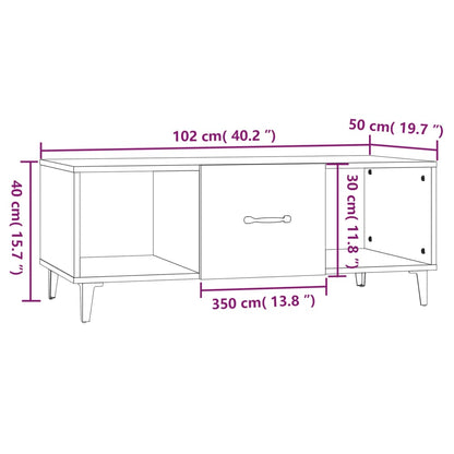 Mesa de centro 102x50x40 cm derivados madeira carvalho castanho