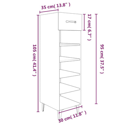 Sapateira Selma - Com 1 Gaveta e 5 Prateleiras - Cor Cinzento Sonoma - 30x35x105 cm - Derivados de Madeira - Design Minimalista