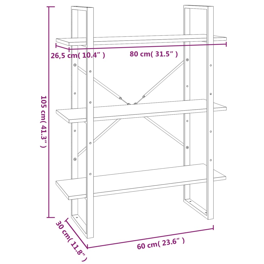 Estante 80x30x105 cm derivados de madeira cinzento sonoma