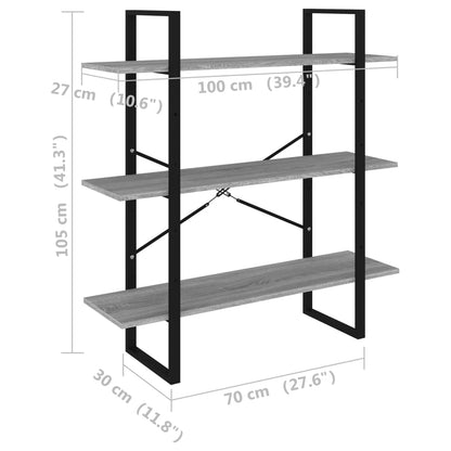 Estante 100x30x105 cm derivados de madeira cinzento sonoma