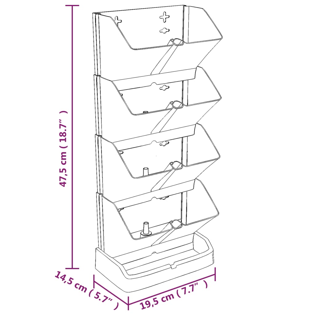 Conjunto floreira vertical 4 pcs polipropileno antracite