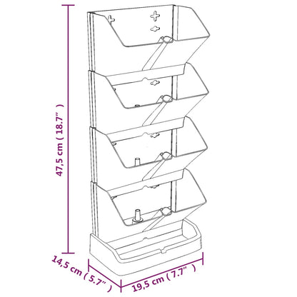 Conjunto floreira vertical 4 pcs polipropileno antracite