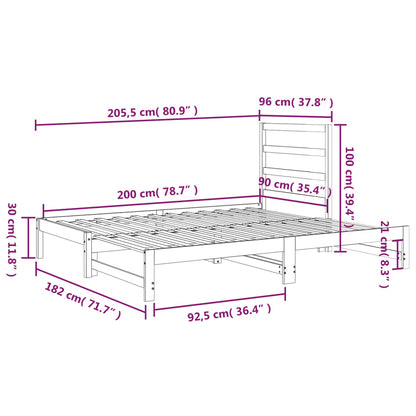 Sofá-cama de puxar 2x(90x200) cm madeira de pinho maciça