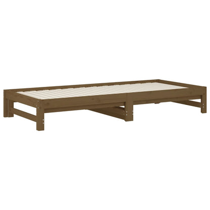 Estrutura sofá-cama de puxar 2x(90x200) cm pinho castanho-mel