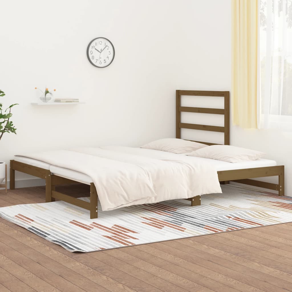 Estrutura sofá-cama de puxar 2x(90x200) cm pinho castanho-mel