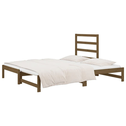 Estrutura sofá-cama de puxar 2x(90x200) cm pinho castanho-mel