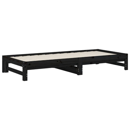 Sofá-cama de puxar 2x(90x200) cm pinho maciço preto