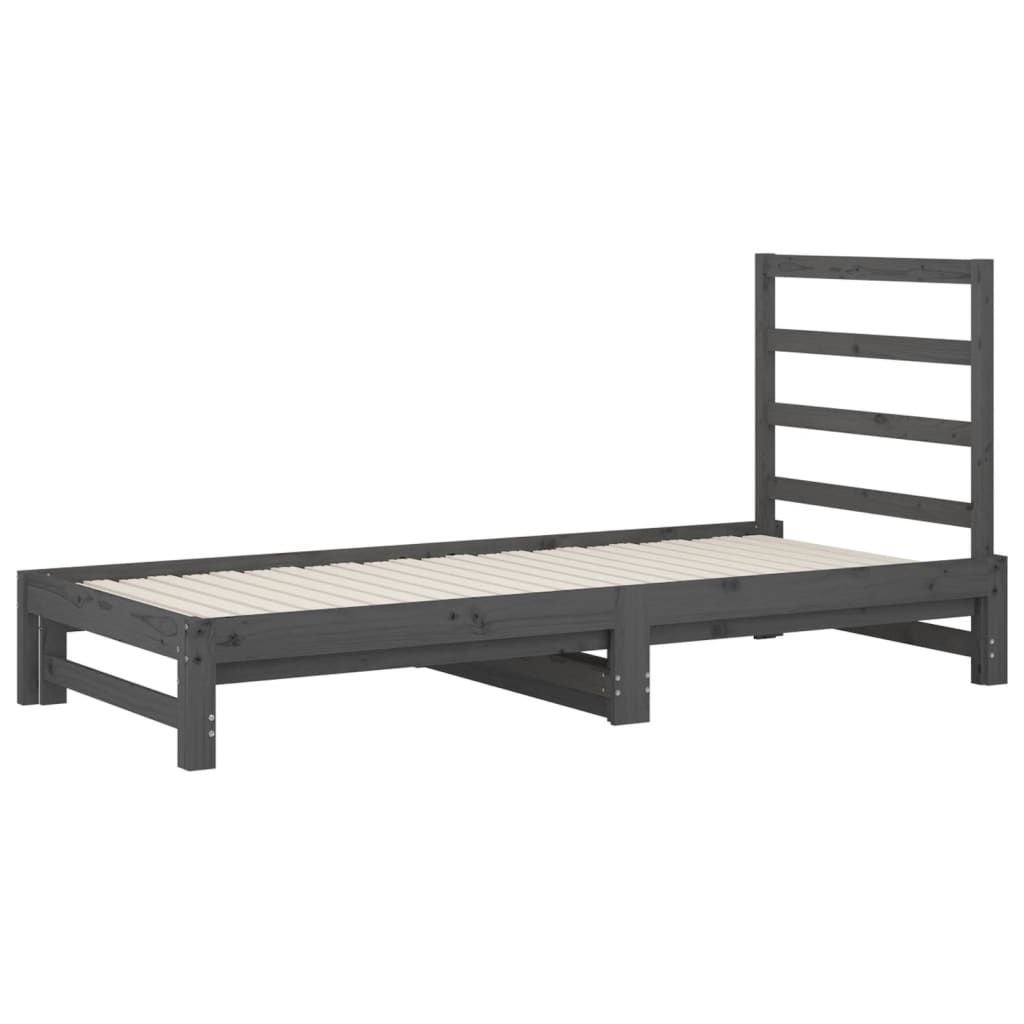 Estrutura sofá-cama de puxar 2x(90x190) cm pinho maciço cinza